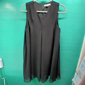 BCBGeneration Black Sleeveless V‎ Neck Pleated A Line Dress Size M